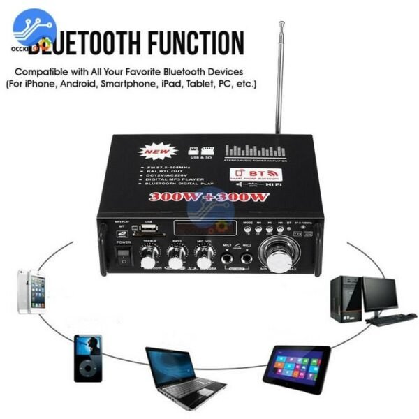 600W Black 2 Channel Hi-Fi Stereo Power Amplifier with Remote Control  in kumasi