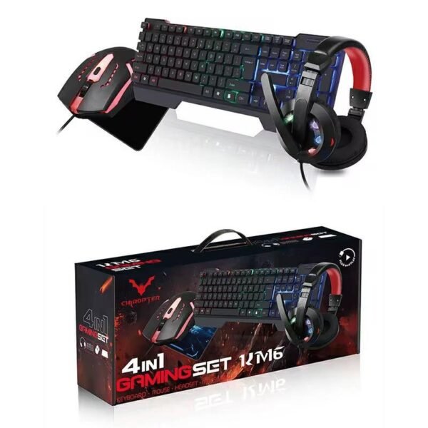 Buy 4in1 RGB Rainbow Gaming Keyboard and Mouse Combination, Blue Illuminated PC Gaming Headset with Microphone, Large Gaming Mouse Pad, USB Cable Bundle for Laptop, Computer, Gamer, Game, Office in Kumasi a