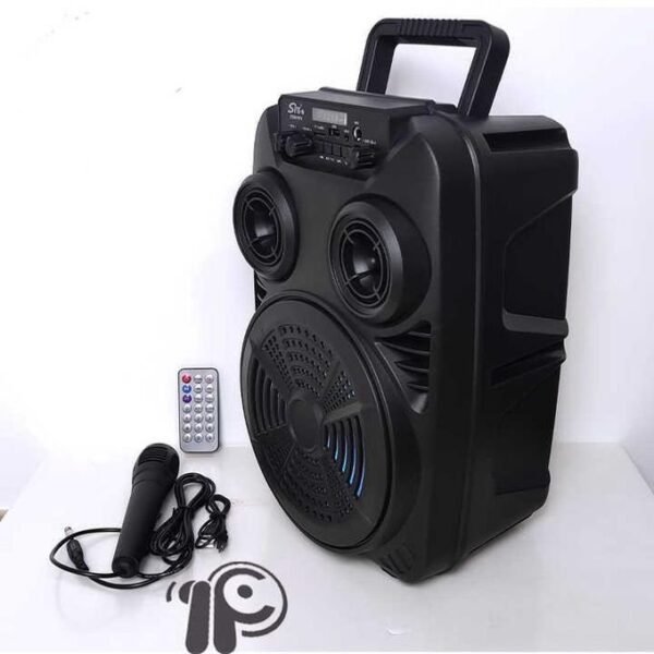 8-Inch Black Portable LED Bluetooth Speaker with Rechargeable Battery
