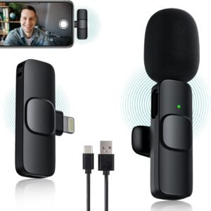 Buy Wireless Lavalier Microphone - Wireless Microphones Compatible with iPhone iPad, Plug-Play Wireless Mic for Recording, YouTube, TikTok, Facebook Live Stream, Noise Reduction Auto-Sync in Kumasi