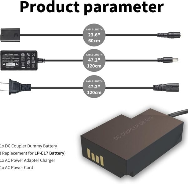 Buy F1TP ACK-E18 AC Power Supply Adapter DR-E18 DC Coupler Kit for Canon EOS Rebel T6i T7i SL2 SL3 RP R10 T6s T8i 77D 200D 250D 750D 760D 800D 850D Cameras in Kumasi 1 - Image 6