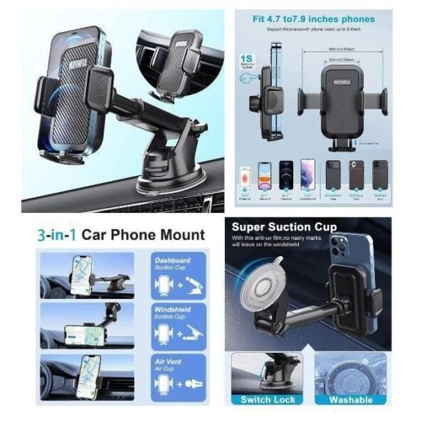 Black 3-in-1 Vehicle Phone Holder in kumasi