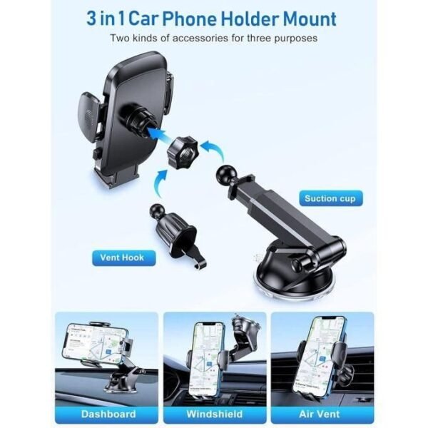 Black 3-in-1 Vehicle Phone Holder in kumasi