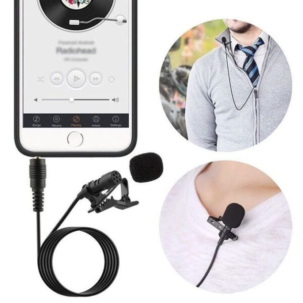 Black Clip-on Lapel Microphone with 3.5mm Connector