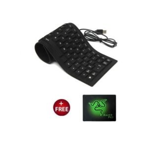 Black Flexible Keyboard with Complimentary Mouse Pad