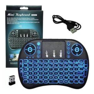 Black Rechargeable Mini Wireless Keyboard with 2.4GHz Backlit Touchpad