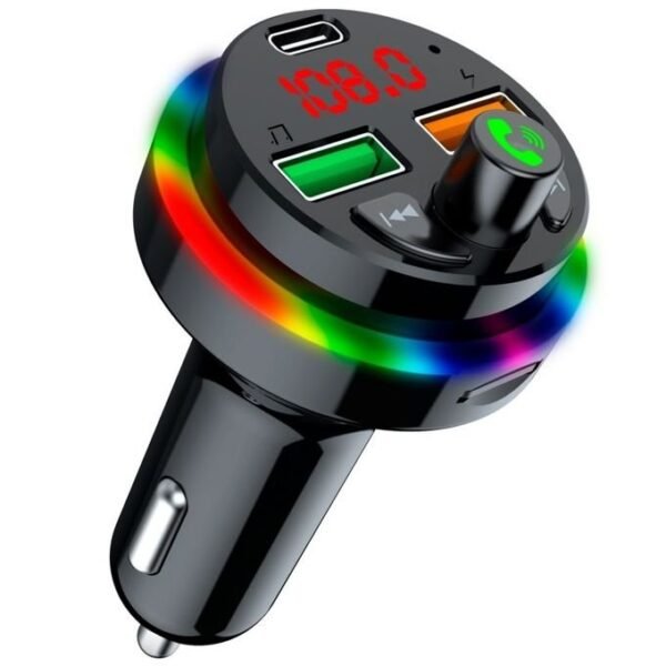 Bluetooth 5.0 Car Charger FM Transmitter with Type-C Dual USB and MP3 Music Player