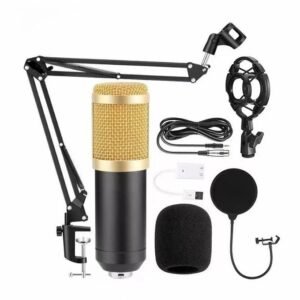 BM800 Professional Studio Condenser Microphone - 3.5mm Wired Microphone for Radio Broadcasting and Vocals with Mic Stand