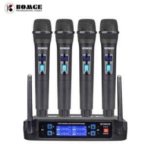 Bomge Black 4-Channel Wireless Microphone System