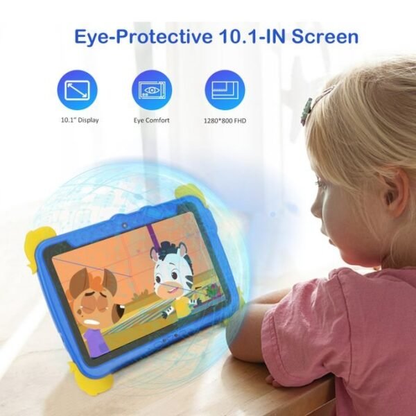 C Idea 10.1 Inch Kids Tablets Android 13 64GB+4GB SIM 6000mAh For Toddler Blue