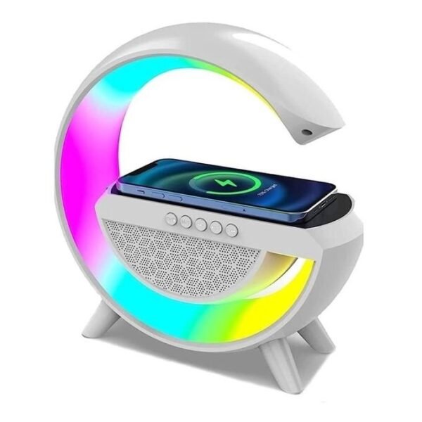 G-Shape Wireless Bluetooth Speaker with FM Radio and Stereo Surround Sound – White Charging Dock