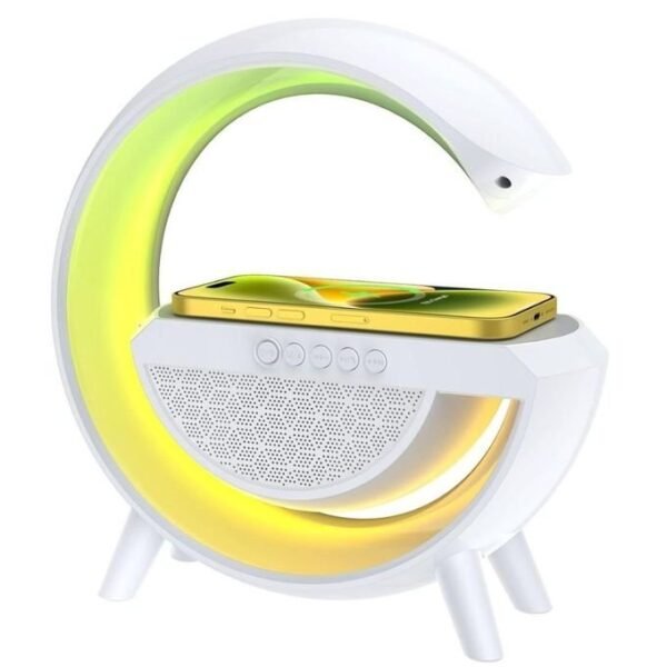 G-Shape Wireless Bluetooth Speaker with FM Radio and Stereo Surround Sound – White Charging Dock