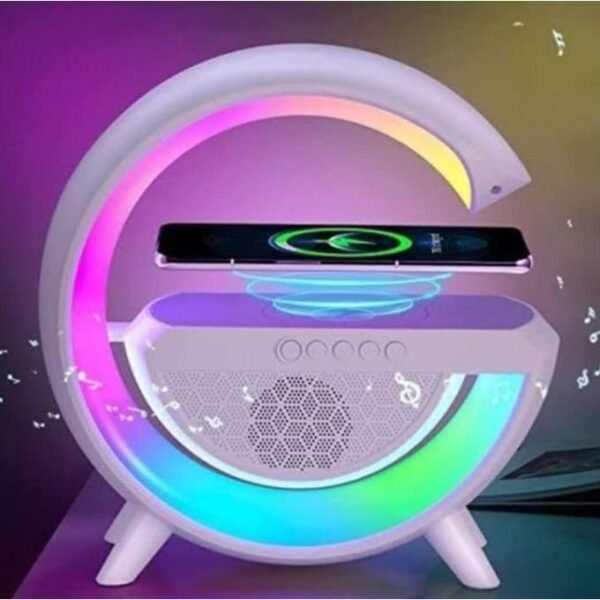 G-Shape Wireless Bluetooth Speaker with FM Radio and Stereo Surround Sound – White Charging Dock
