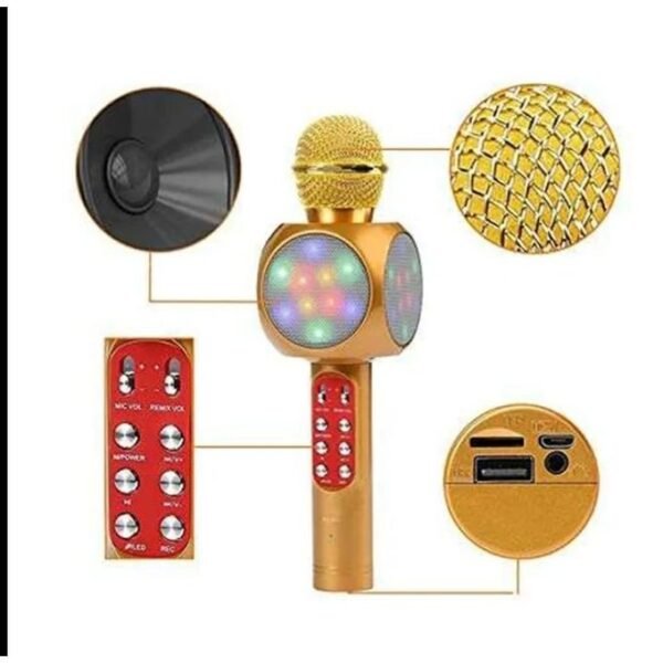 Gold Wireless Karaoke Microphone with Bluetooth Compatibility - Professional Handheld Speaker