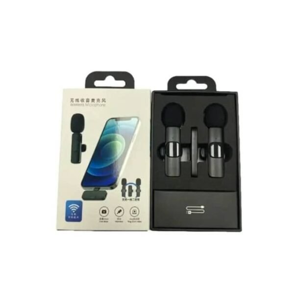 K9 Dual Wireless Lavalier Microphones with Type-C Connector for Android and iPhone - Black in kumasi