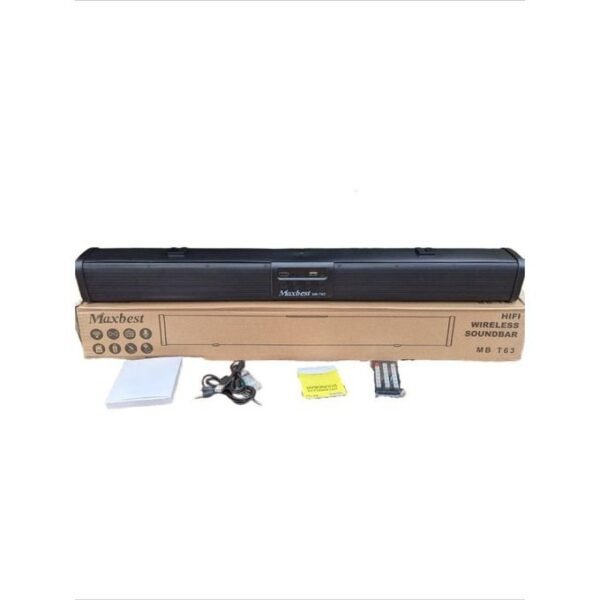 Maxbest Black Rechargeable Wireless Bluetooth Sound Bar for TV with Remote Control