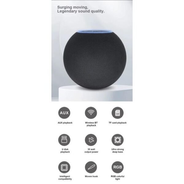 Maxbest MB-TMO8 Black Ball-Shaped Wireless Bluetooth Speaker