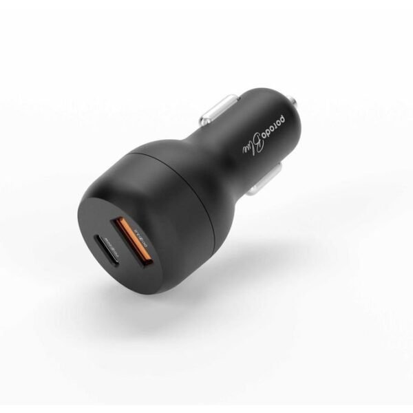 Porodo Black Dual Port Car Charger with QC3.0 & 20W PD
