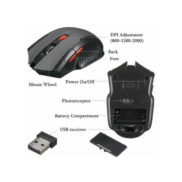Portable 2.4G Wireless Gaming Mouse - 2400DPI in Silver in kumasi