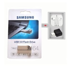 Samsung 64GB USB 3.0 Bar Flash Drive with Complimentary Earpiece & OTG - Silver