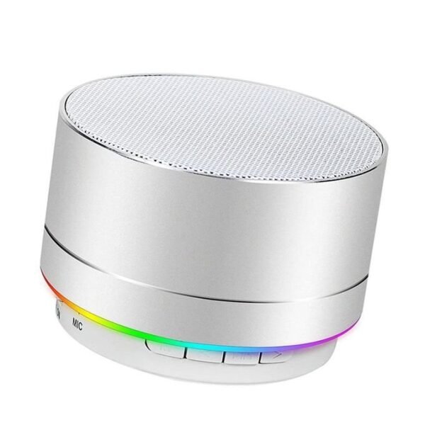 Silver Portable Bluetooth Speaker with Wireless Connectivity