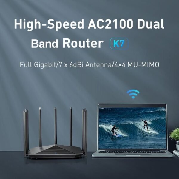 SPEEDEFY AC2100 Dual Band Smart WiFi Router - Black