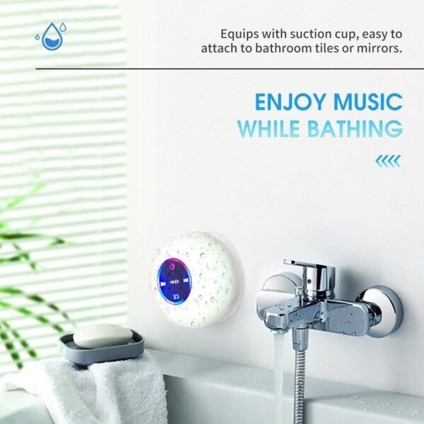 Waterproof Bluetooth Speaker with Large Suction Cup and Light
