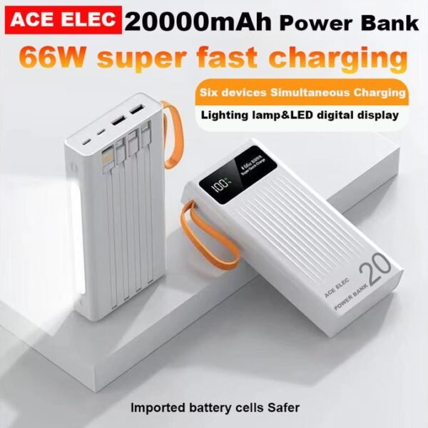 Ace Elec 66W Power Bank 20000mAh Portable Super Fast Charger