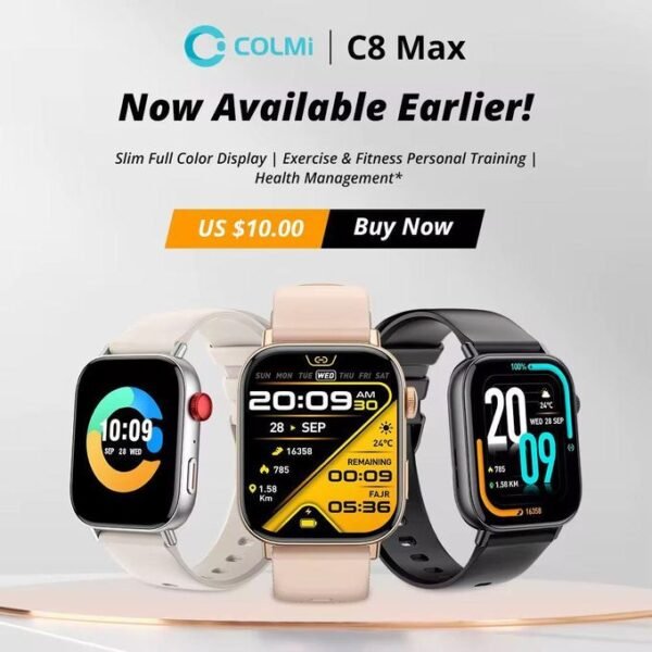 Colmi C8 Max Smartwatch with Voice Calling - 1.93" Large HD Color Display, Health and Fitness Tracking for Men and Women