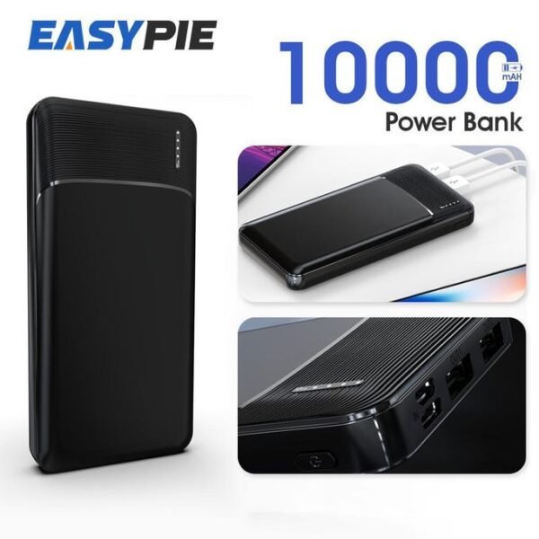 EASYPIE 10000mAh Dual Fast Charge Portable Power Bank with 37W Type-C and Micro-USB