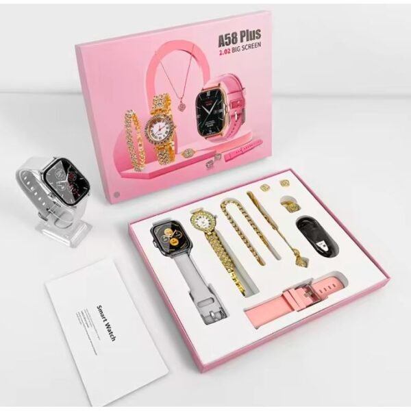 Gray A58 Plus Smartwatch (8-in-1 Women's Gift Set)
