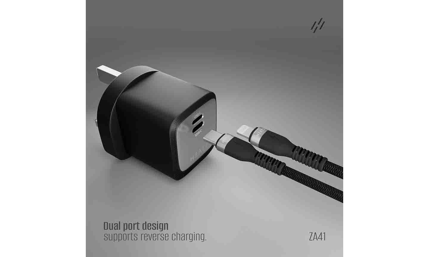 Heatz ZA41 35W Adapter with Type C to C Cable and Type C to Lightning Cable